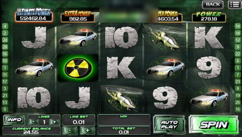 The Incredible Hulk reels with stone card letters, police cars, attack helicopters and a yellow gamma radiation symbol, background figure blurred