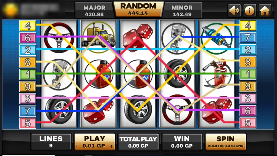 Highway Kings reels with coloured win lines drawn across tyres, pistons, dice and a fuel pump
