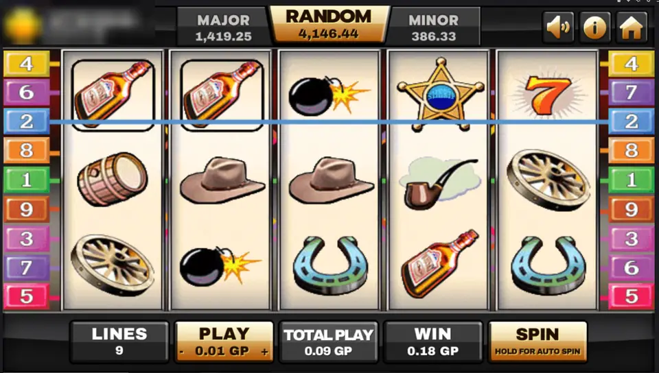 Silver Bullet reels on Joker123 with whisky bottles, a barrel, a bomb, a cowboy hat, a sheriff's badge and a lucky seven on cream tiles
