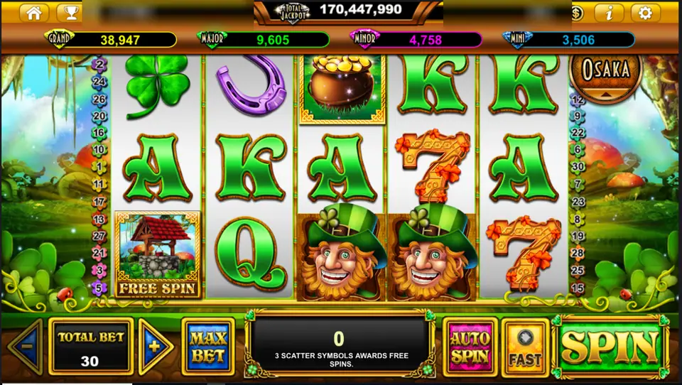 Clover Tails reels with two leprechauns, a pot of gold, a horseshoe, a four-leaf clover and a wishing well FREE SPIN symbol