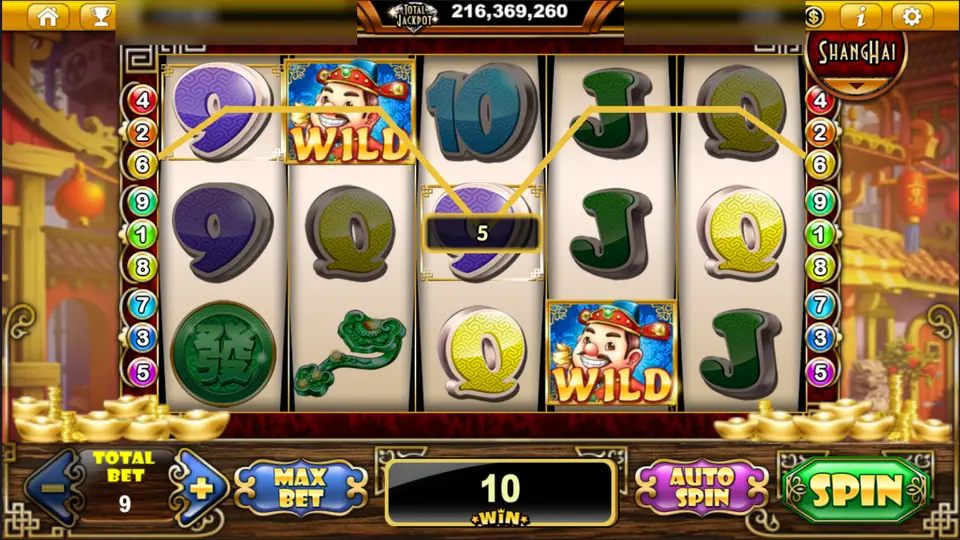 God of Fortune WILD symbols helping a line 6 win of 5 in Lucky Fortune