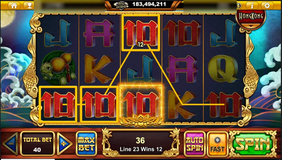 A line 23 win on red 10 symbols in Mystery Lake Pearl, win 36 at total bet 40