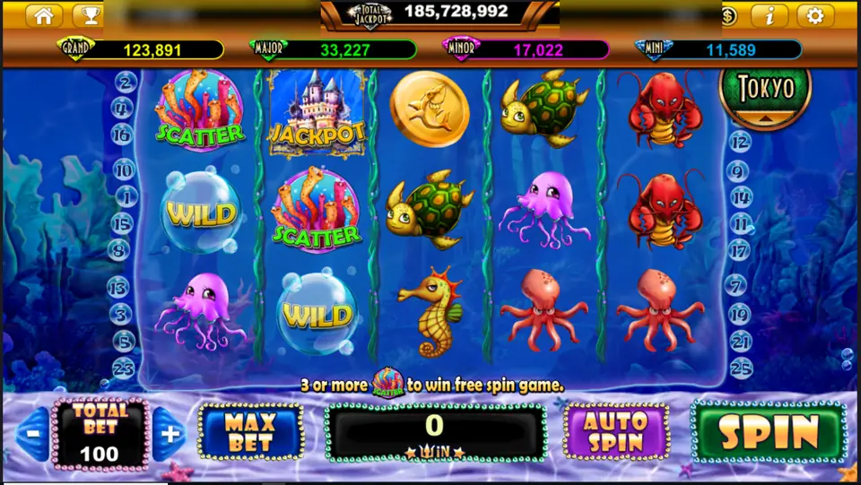 Ocean Trouble reels with a coral SCATTER, a castle JACKPOT, bubble WILD symbols, jellyfish and an octopus