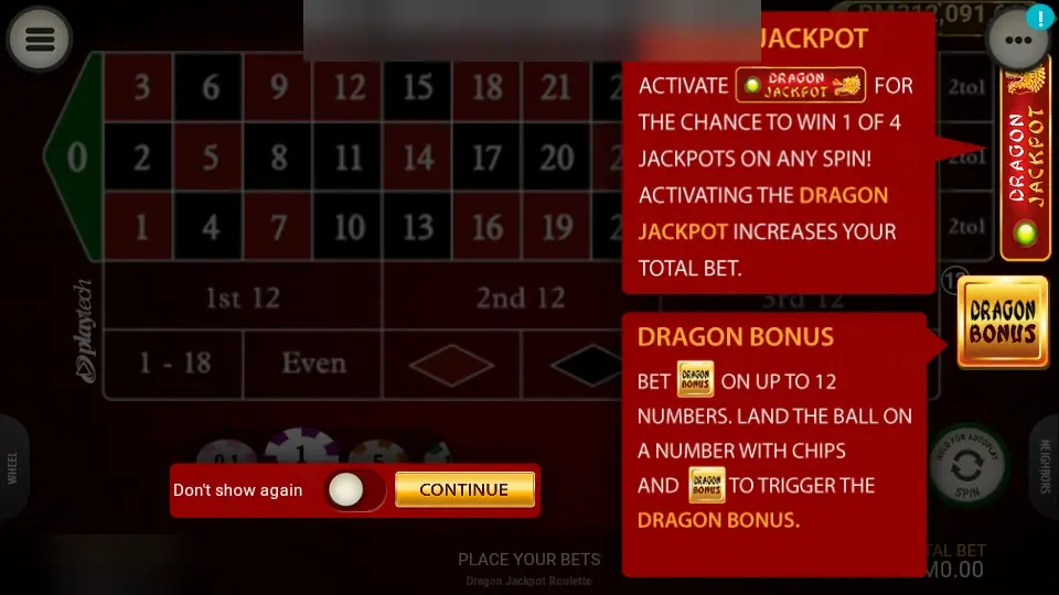 Dragon Jackpot intro screen on Lpe88 explaining the Dragon Jackpot side bet and the Dragon Bonus