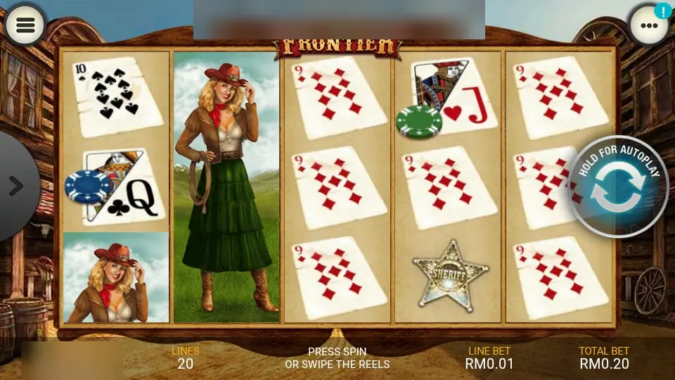 Heart of the Frontier on Lpe88 with a cowgirl in a green skirt filling reel 2, playing card symbols and a sheriff's star