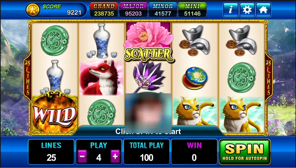 Queen reels with jade discs, a blue and white vase, a red fox, a peony scatter, a feather fan, silver ingots, a lacquer box, golden lynxes and a flaming wild, one portrait blurred