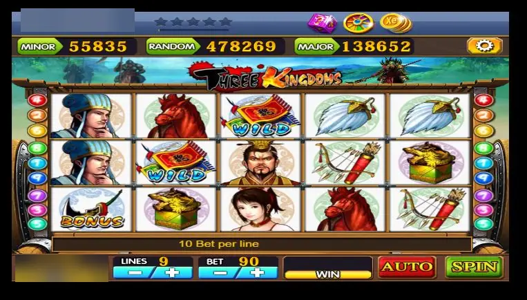 XE88 Three Kingdoms reels with two battle flag wilds, a general, a strategist, a war horse and a Bonus sword